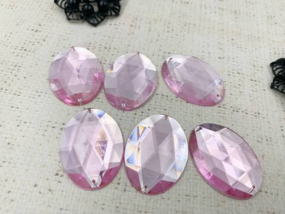 Стразы пришивные акрил, d 4х3 см, светло-розовый