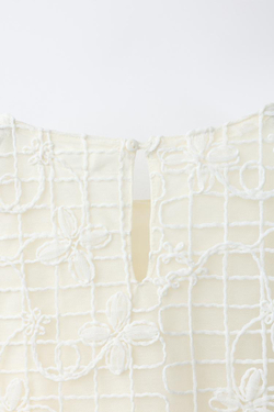 ZARA ПЛАТЬЕ ИЗ ПОЛУПРОЗРАЧНОЙ ТКАНИ С ЦВЕТОЧНЫМ ПРИНТОМ, ЭКРЮ