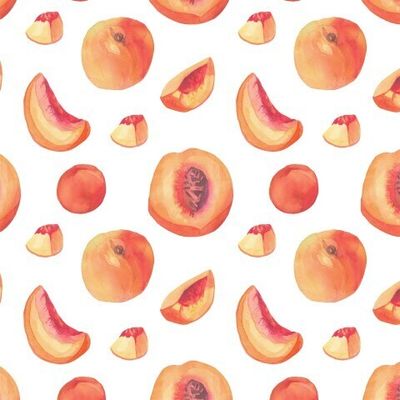 Бесшовный принт c акварельными персиками