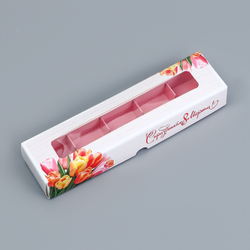 Коробка на 5 конфет 8 марта, 21*5*3,3 см