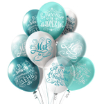Шар латексный 30см Свадьба Бирюза (Белый, Голубой)