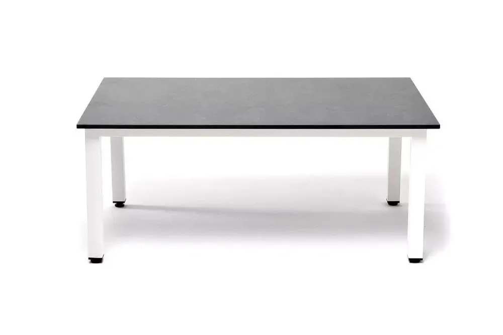 "Канны" журнальный столик из HPL 90х60, H40, каркас белый, цвет столешницы "серый гранит"