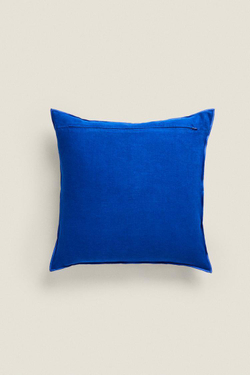 ZARA HOME ЧЕХОЛ НА ПОДУШКУ С ОВЕРЛОКОМ, СИНИЙ