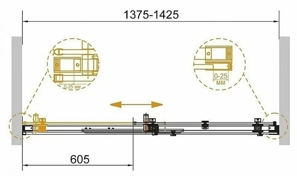 Душевая дверь Cezares STYLUS-SOFT-BF-1-140-C-Cr