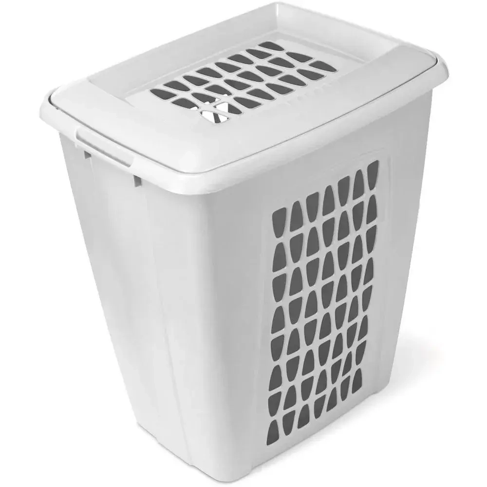 Корзина для белья Молетта прямоугольная 45л с крышкой светло-серая С701С (комплект 5 шт)