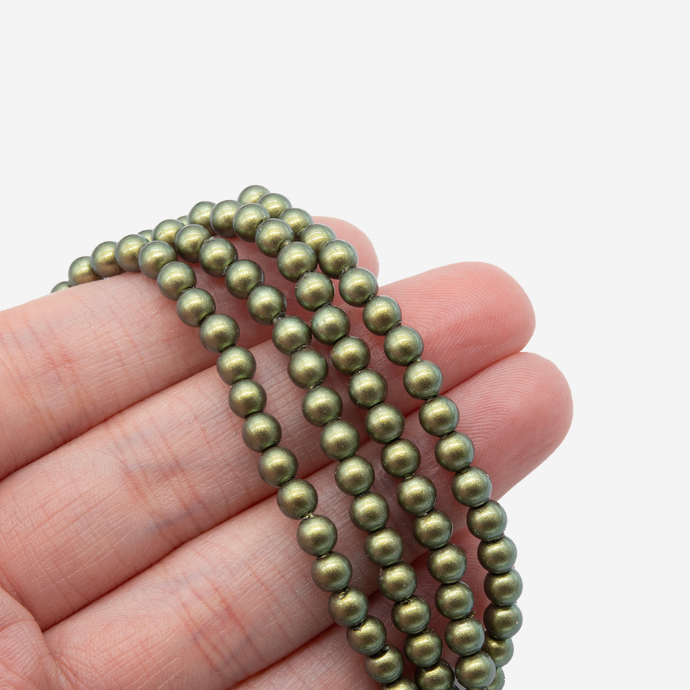 Хрустальный жемчуг, оттенок "Оазис", шар 4мм, улучшенное сатиновое покрытие