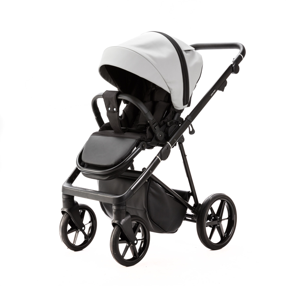 Детская универсальная коляска Adamex Vasco Deluxe V-SA3 2 в 1, Светло-серая Экокожа
