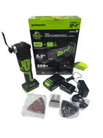 Аккумуляторный реноватор Greenworks G24MT, QOIS, 5000-18000/мин, 3,2°, LED, оснастка 13 шт, 1x2Ач,ЗУ,кор