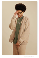 Американский модный брендовый костюм мужской зелёного цвета с эффектом потёртости с капюшоном и двойной молнией для мужчин.