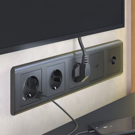 ТВ-розетка оконечная (графит рифленый)