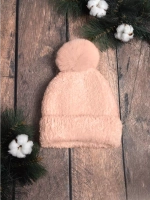шапка зимняя с помпоном вязаная