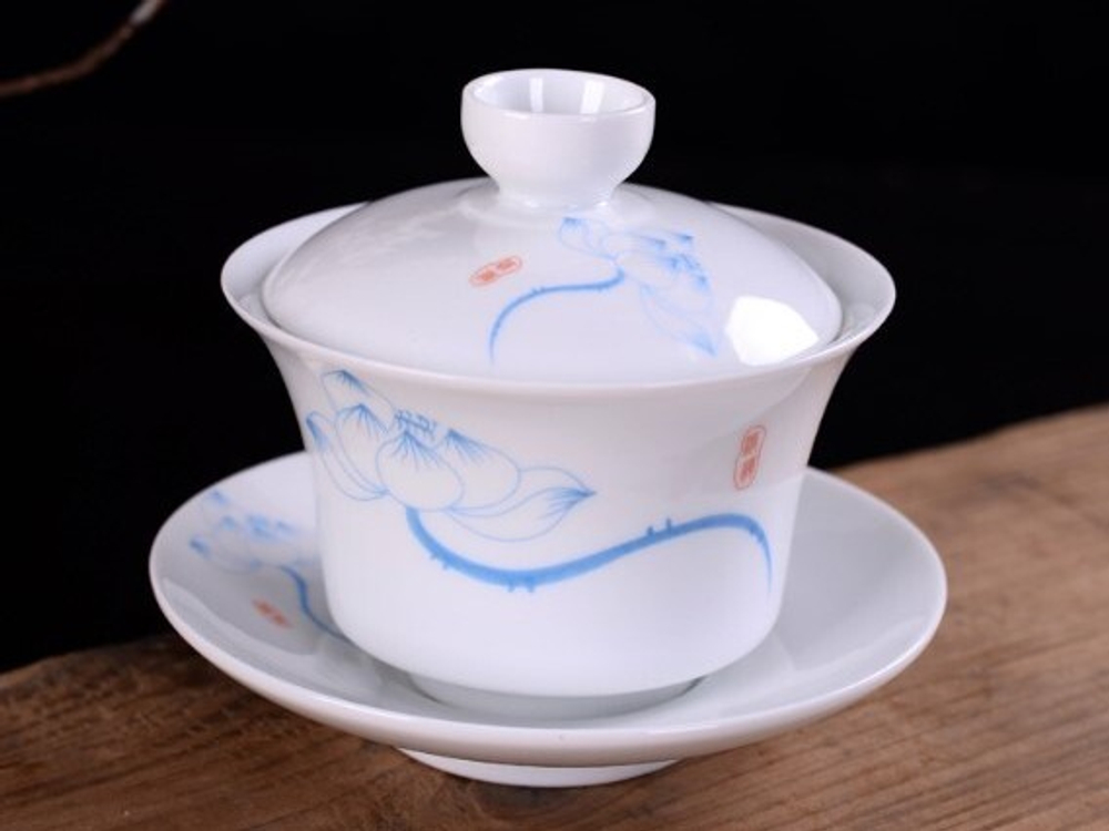 268014.4 Гайвань ПРИРОДА "Лотос" h=8см, d=9,5см, 160мл, фарфор белый