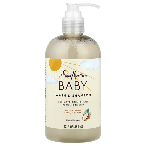 SheaMoisture, Детское средство для душа и шампуня с 100% кокосовым маслом первого отжима с душистым горошком и мурумуру, 13 жидких унций (384 мл)