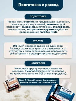 Фактурная краска для стен Textura 15 кг FARBITEX PROFI, универсальная краска для декоративной отделки стен и создания рельефа