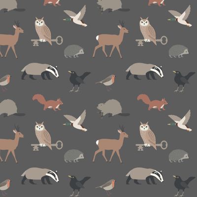 Лесные животные на темно-сером