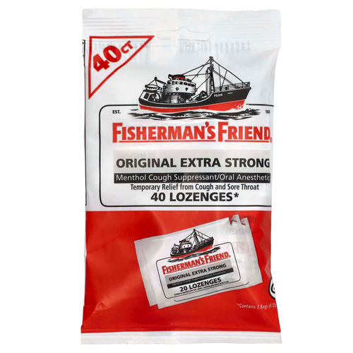 Fisherman's Friend, Леденцы с ментолом для подавления кашля, оригинальные, очень крепкие, 40 леденцов