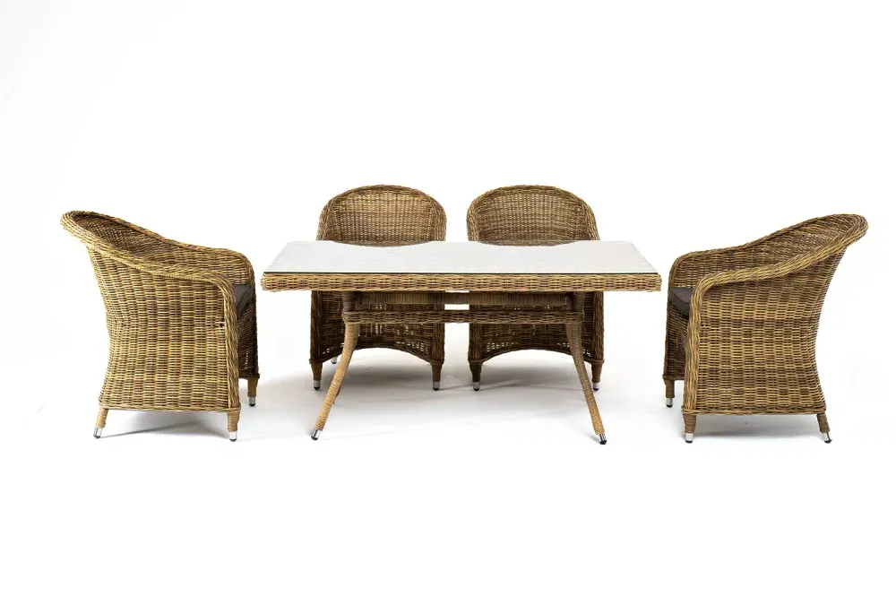 "Латте–140 R" обеденная группа плетеная, цвет соломенный