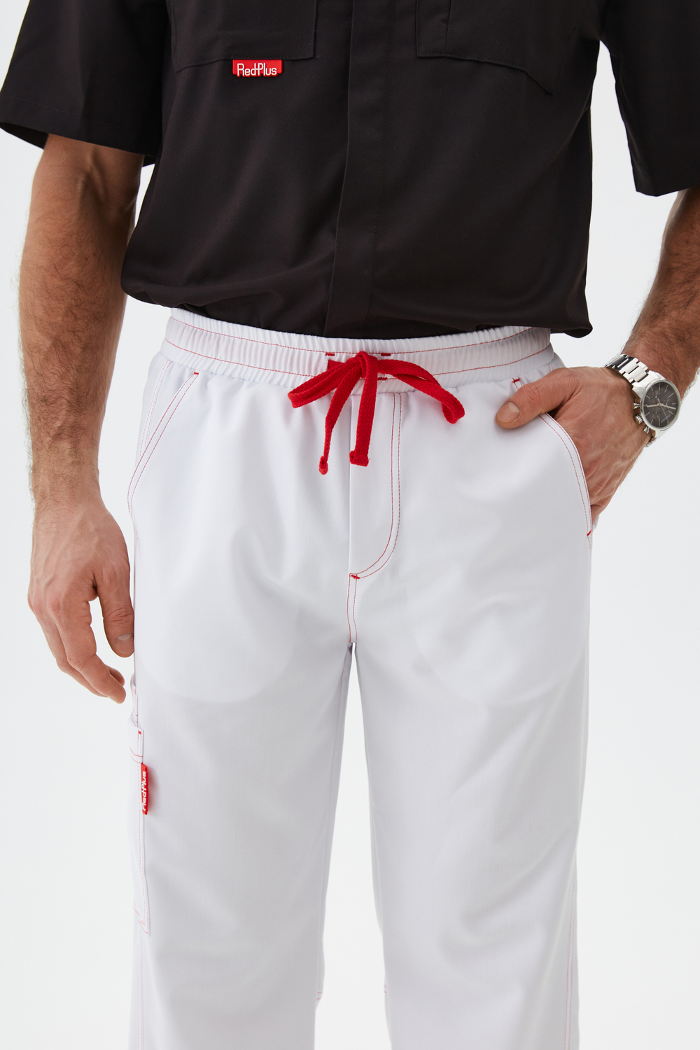 Брюки медицинские мужские Гекай, белый
