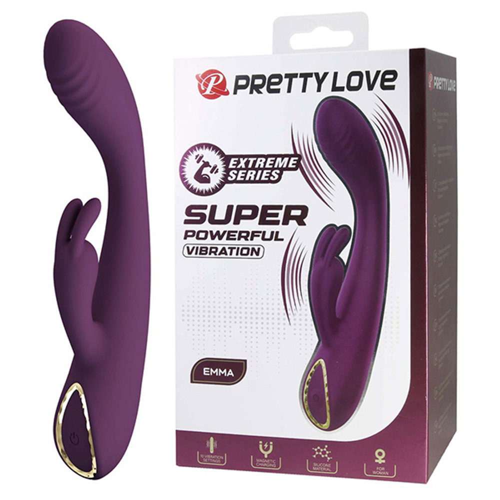 Фиолетовый вибратор-кролик 15,8см со стимулятором клитора Pretty Love Emma Vibrator BW-500100