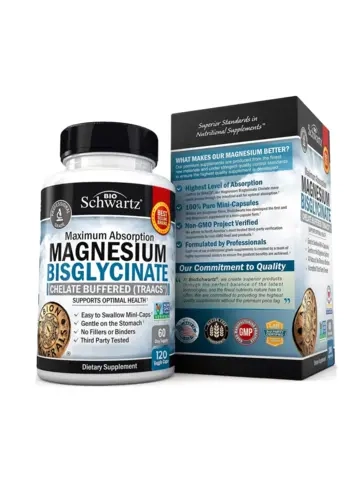 Bio Schwartz Magnesium Bisglycinate 400 mg 120 veg caps , Бисглицинат магния, Магний