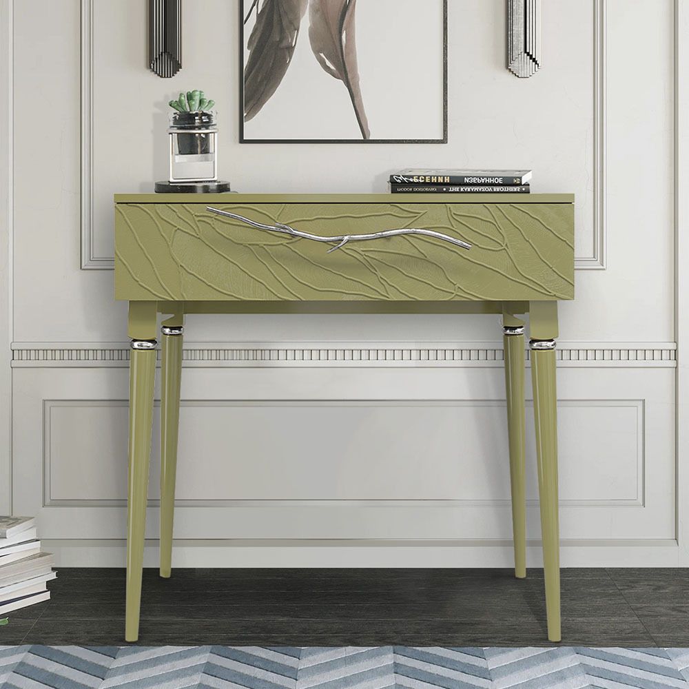 Консоль Арт Колор leaves Классик Сильвер Зеленая олива