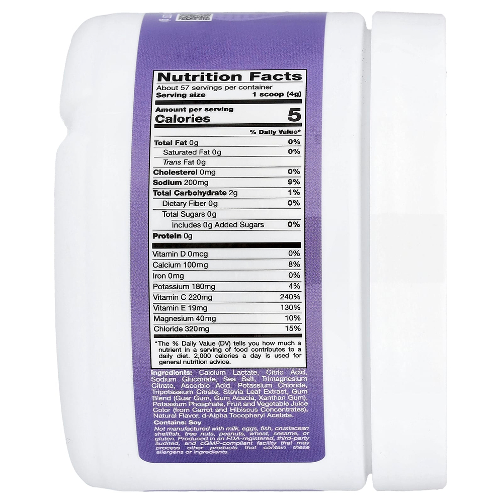 California Gold Nutrition, HydrationUP®, смесь для приготовления электролитического напитка с кальцием, калием, витамином C и витамином E, со вкусом винограда, 227 г (8 унций)