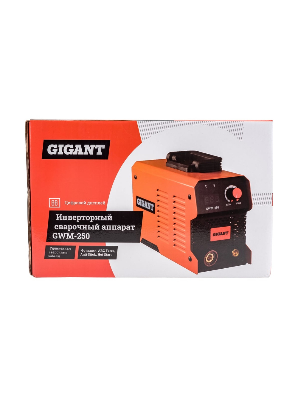Инверторный сварочный аппарат (250 А; дисплей; кабель 2.5+1.5 м) Gigant GWM-250
