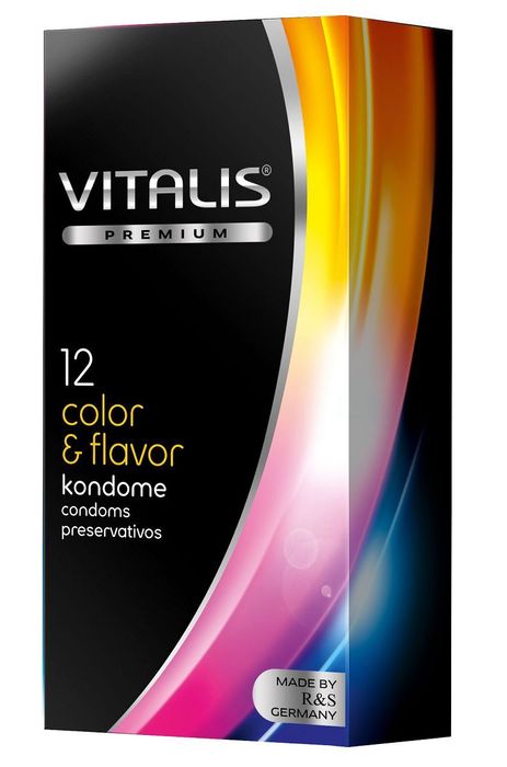 Цветные ароматизированные презервативы VITALIS PREMIUM color &amp; flavor - 12 шт.