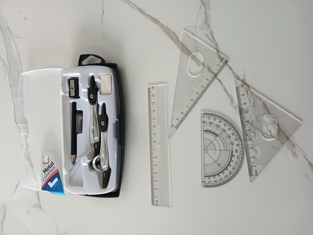 Готовальня 10 предм. циркуль, грифели, циркуль под карандаш,карандаш,4лин.