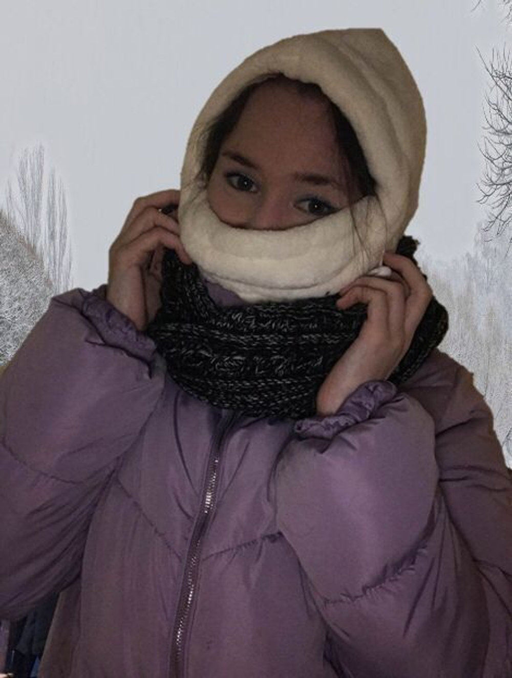 Женская шлем- балаклава велсофт "PRIVAL" цвет слоновой кости