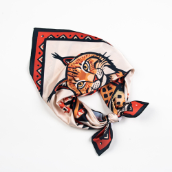Шейный платок «Карельская рысь», 70×70 см
