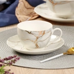 Чайная пара «Daniks» (кружка 250мл+блюдце) белый мрамор