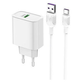 Сетевое зарядное устройство USB Hoco C69A ( 2A, QС3.0, кабель Type-C ) Белый