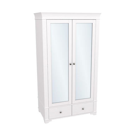 Шкаф 2х дверный с зеркальными дверями «Бейли» белый воск