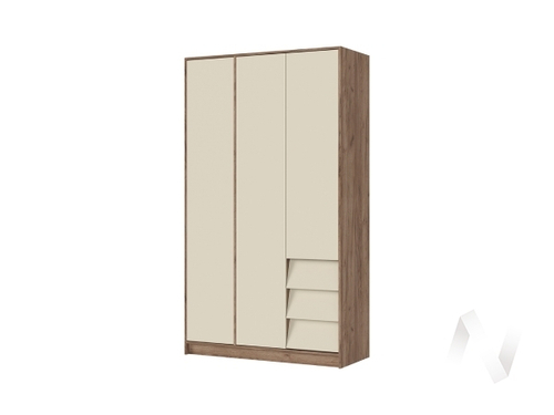 Шкаф 3-х створчатый ШК 02 МС Рейн (дуб крафт табачный/кашемир)