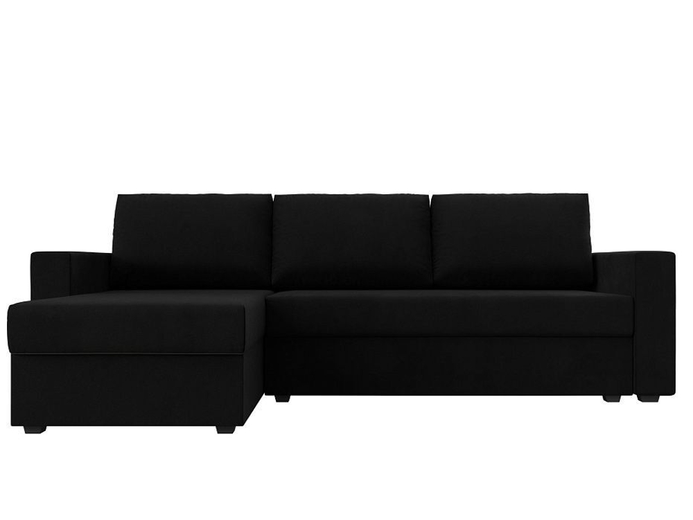 Диван угловой Траумберг Лайт левый угол, Черный, Микровельвет, 117134L