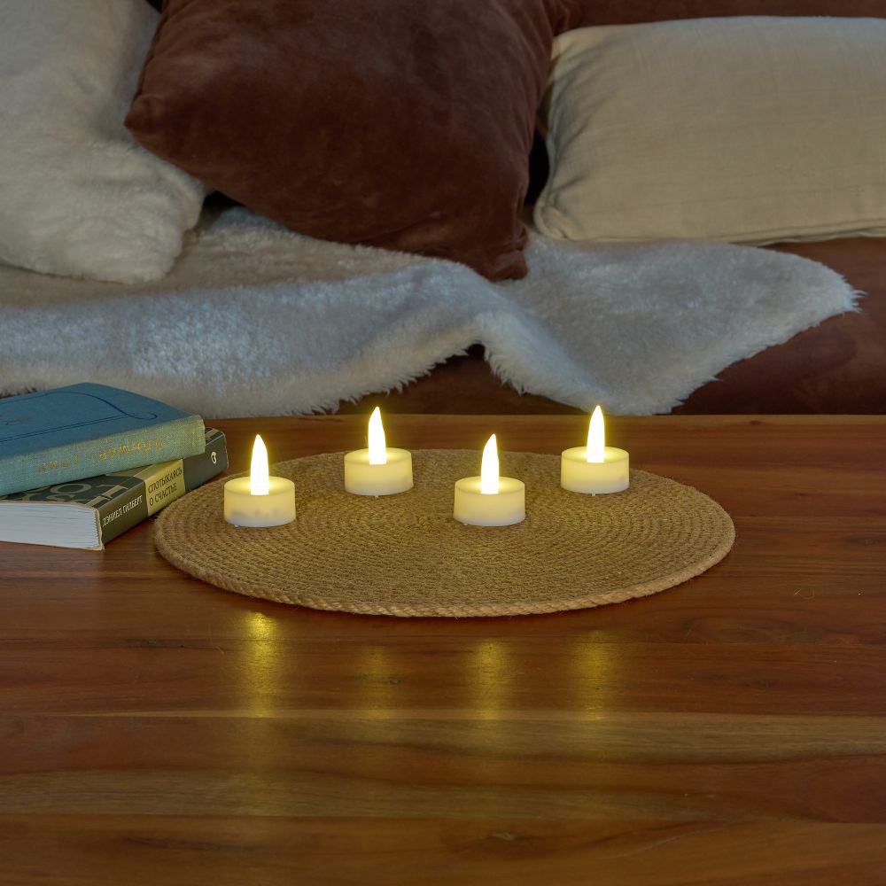 ULD-F070 WARM WHITE TEACANDLE SET4 Фигура светодиодная Свеча-таблетка на батарейках CR2032 в-к. в составе набора из 4 штук. 1 светодиод. Теплый белый свет. TM Uniel