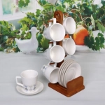 Чайный набор 12 предметов «Geometry» (6кружек 130мл+6блюдец) на бамбуковой подставке