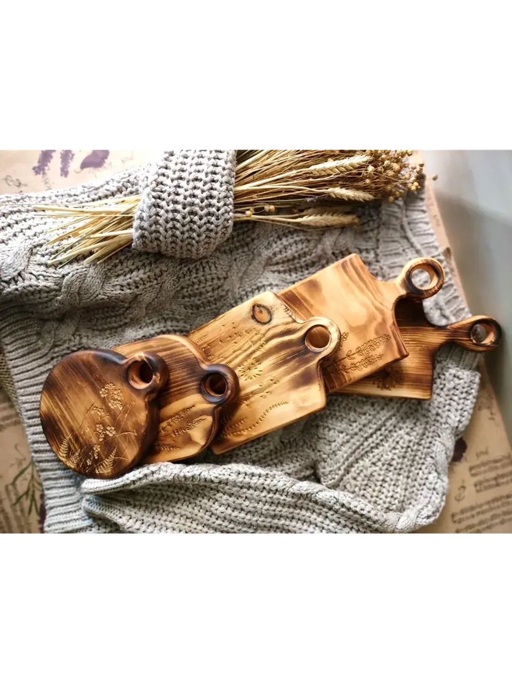 Набор досок разделочных из дерева сервировочных 5 шт.