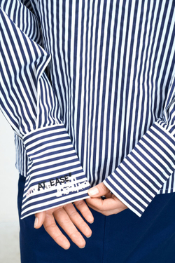 Лонгслив из рубашечной ткани в полоску