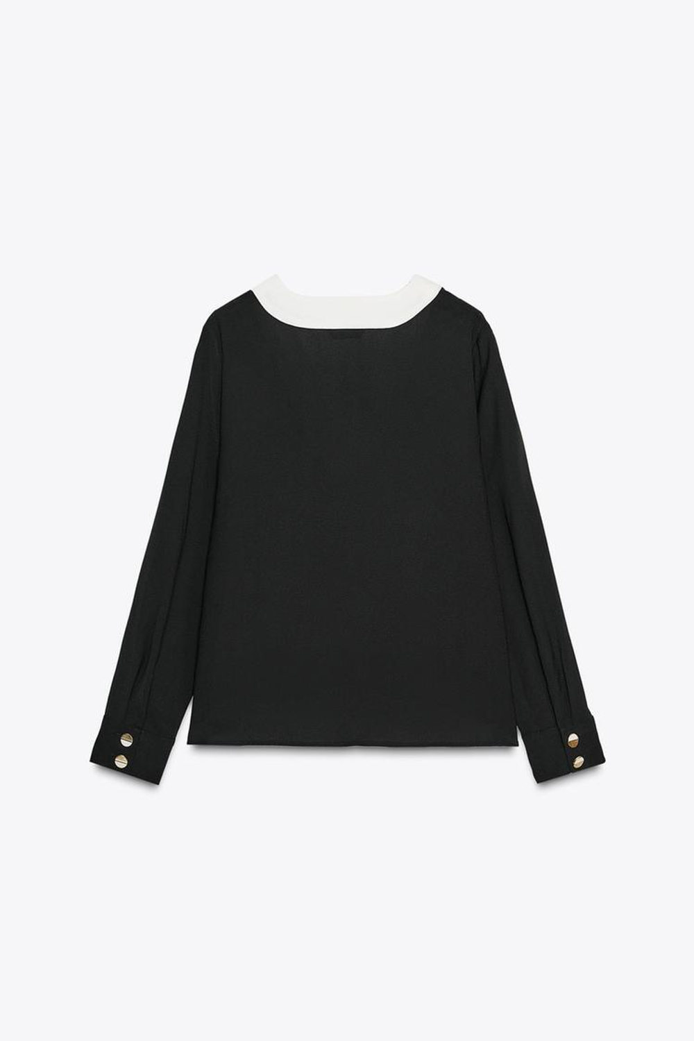 ZARA ТОП С КОНТРАСТНОЙ ОТДЕЛКОЙ, ЧЕРНЫЙ