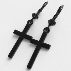 Серьги "Кресты готические" на швензах черные. Бижутерия, украшения.