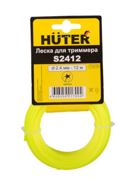 Леска Huter S2412 для триммера, 2.4 мм, звезда