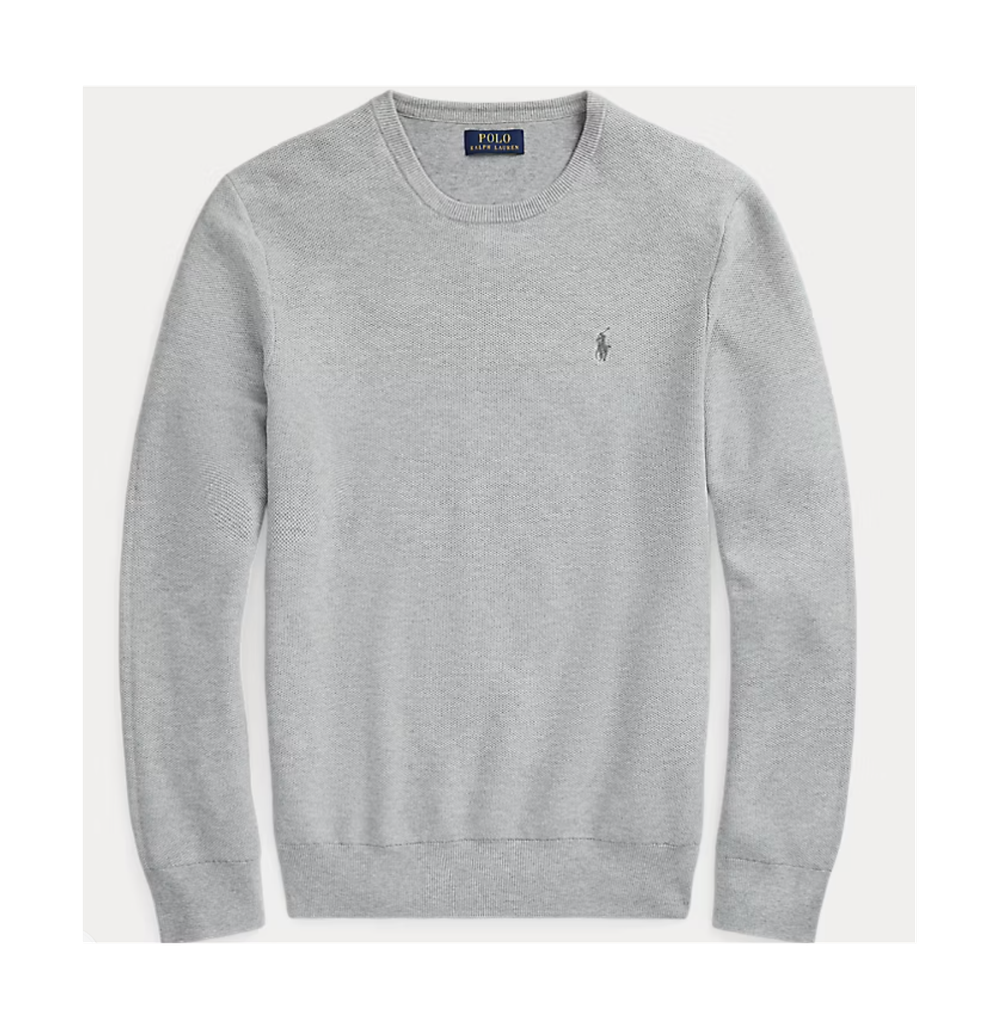 Фактурный хлопковый свитер с круглым вырезом Polo Ralph Lauren