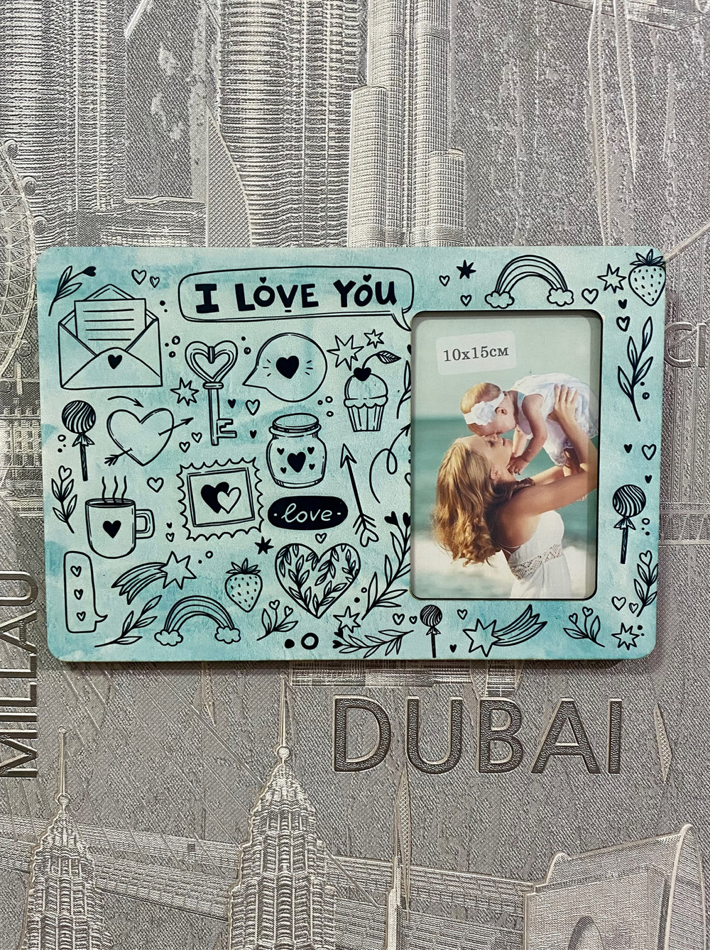 Фоторамка " I Love you" (бирюза)
