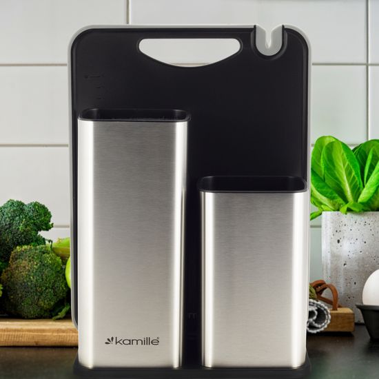 Набор подставка для ножей с разделочной доской Kamille KM-7610