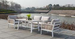 "Сан Ремо" стол обеденный из ДПК, каркас алюминиевый