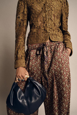 ZARA СУМКА С МЕТАЛЛИЧЕСКОЙ РУЧКОЙ, МОРСКОЙ СИНИЙ