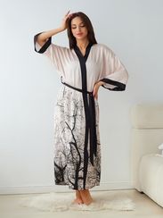 Халат женский шелковый AMELIA бежевая
