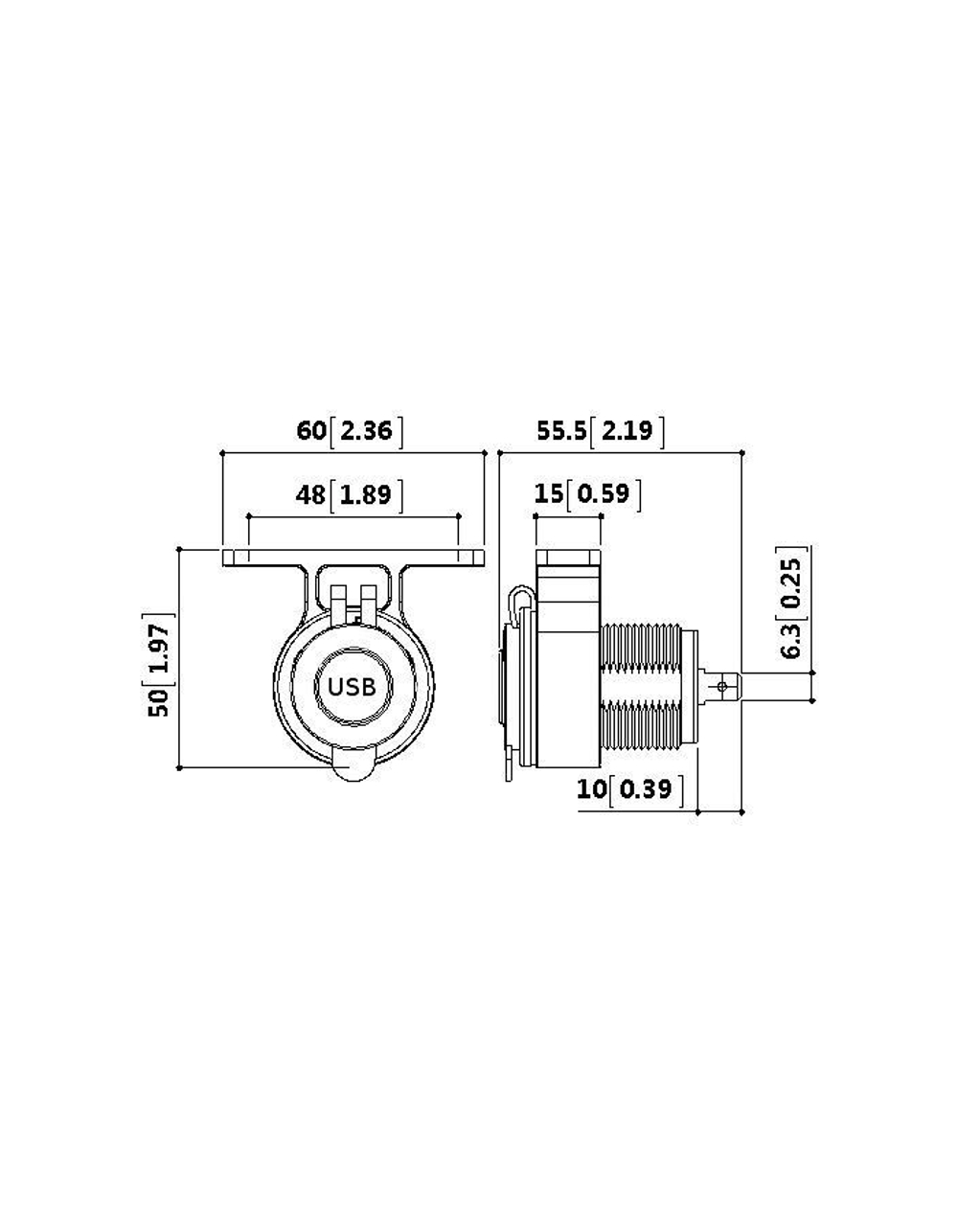 Розетка USB 3,1А на кронштейне